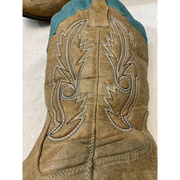 coconuts by matisse boots Cimmaron Size 7.5 Cowboy Boots Tan And Aqua Blue - Picture 5 of 7